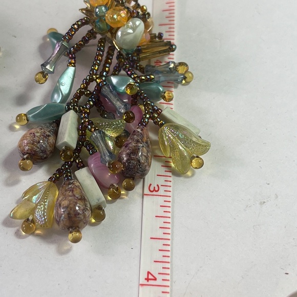 Colleen Toland Chandelier Dangle Earrings Pierced Long Beaded Rare Mermaid Core - Picture 8 of 8